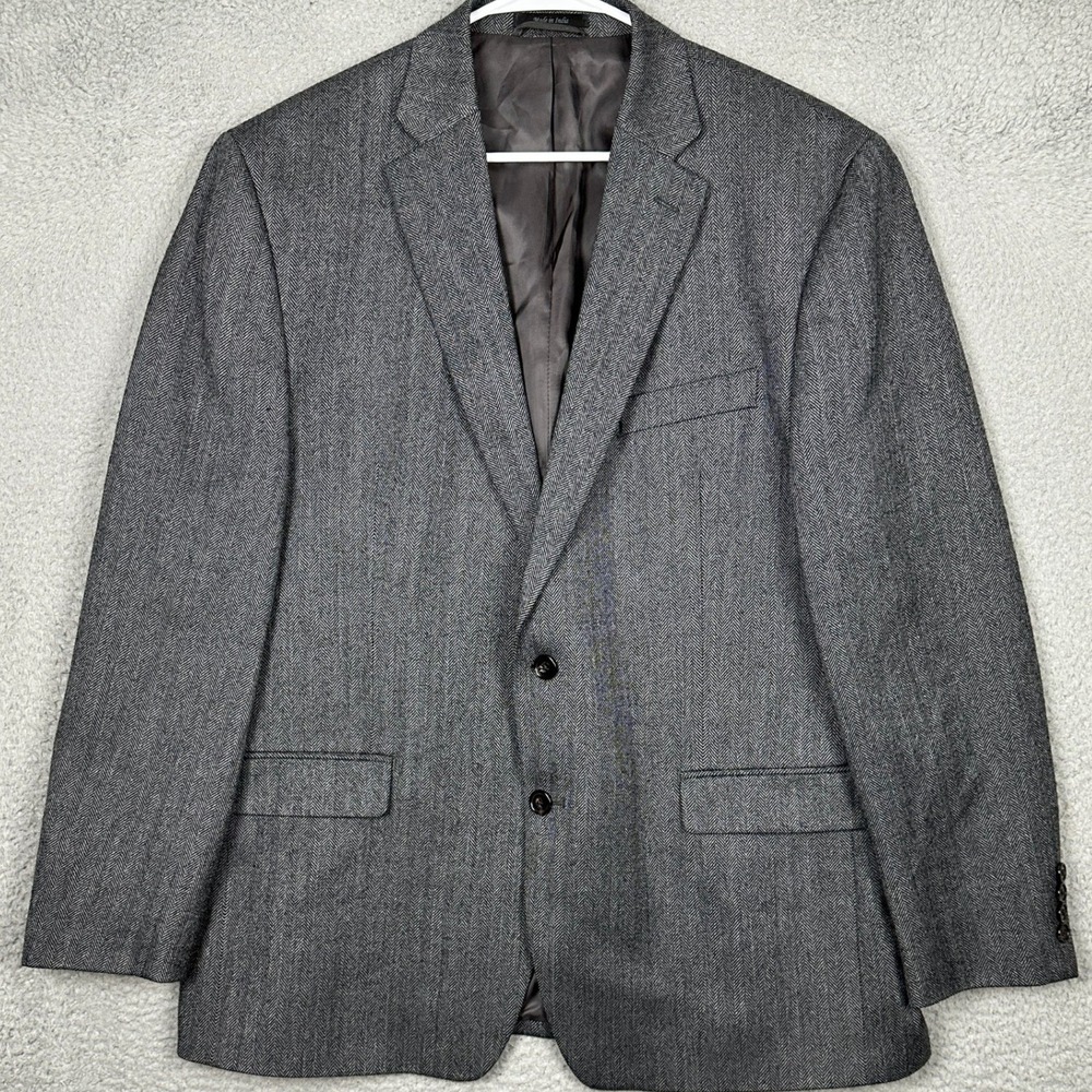 Lauren Ralph Lauren Blazer Mens 44R Wool Grey Herringbone Sport Coat Formal EUC